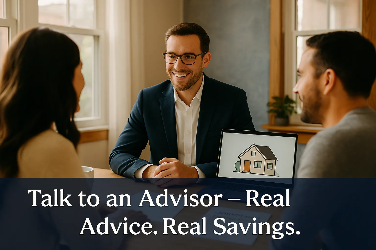 insurance advisor meeting couple in idaho falls office discussing life insurance and mortgage protection coverage with eagle cap insurance