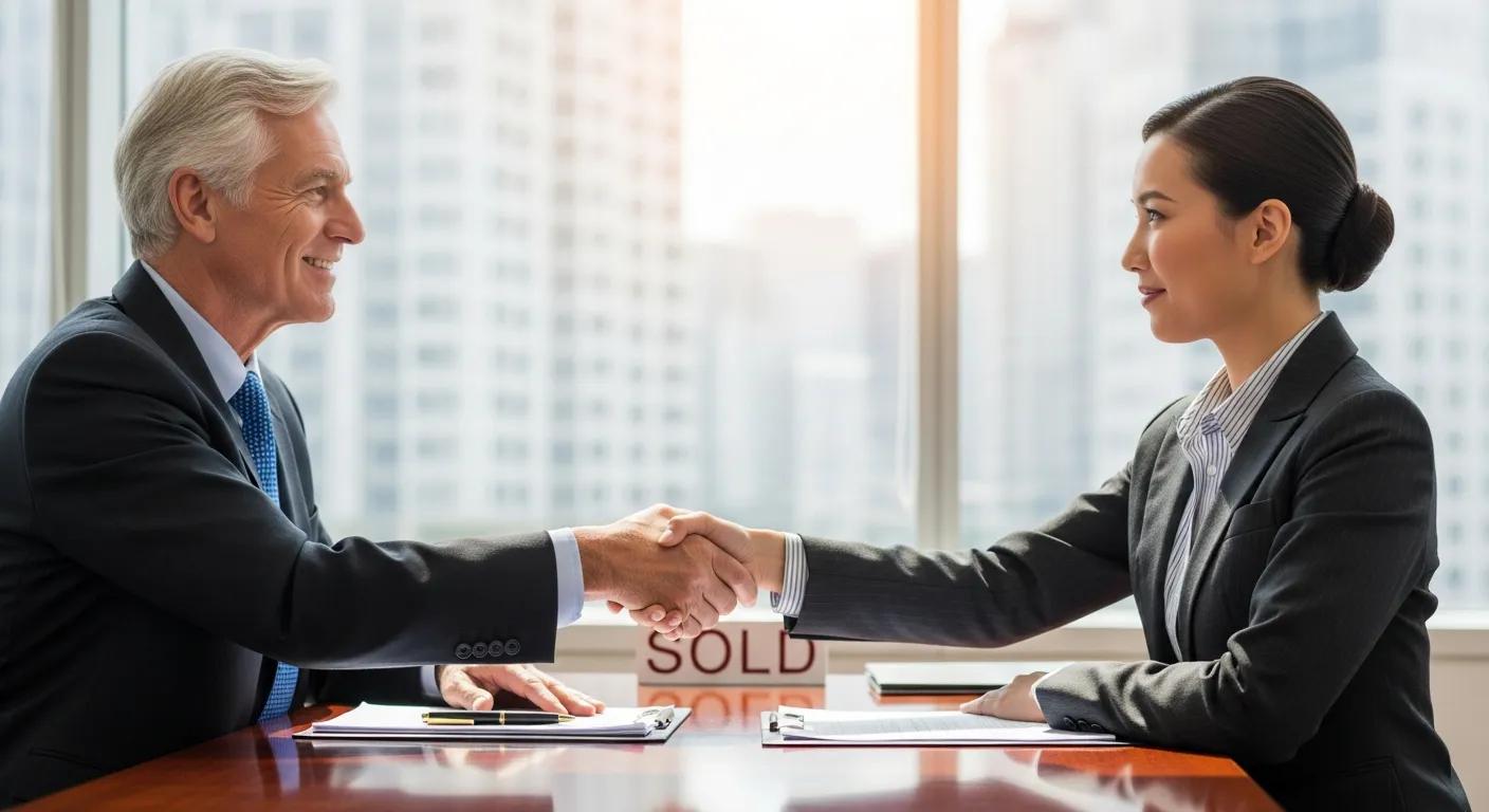 Business partners shaking hands to signify a successful buy-sell agreement for succession planning
