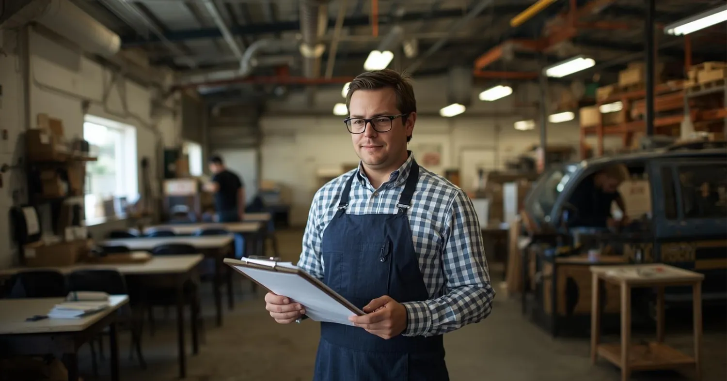 Idaho Falls small business owner reviewing commercial insurance documents